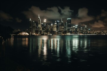 Fototapeta na wymiar Nighttime view of Sydney. Generative AI