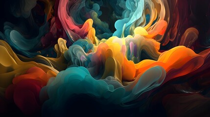 Abstract smoke shapes, colorful background, beautiful wallpaper, horizontal format 16:9. Generative AI