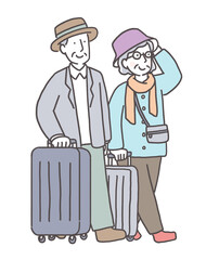 旅行を楽しむシニア夫婦