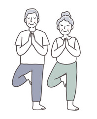 ヨガを楽しむシニア夫婦