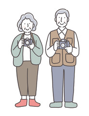 Obraz premium カメラを楽しむシニア夫婦