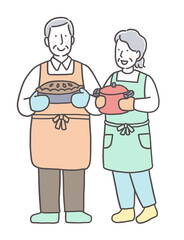 料理を楽しむシニア夫婦