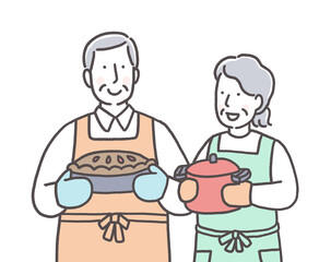 料理を楽しむシニア夫婦