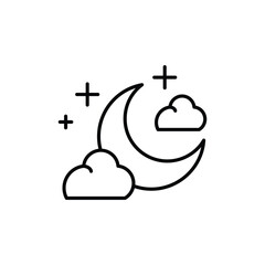 moon and clouds icon. outline icon.