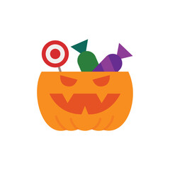 candy and pumpkin icon.flat icon.