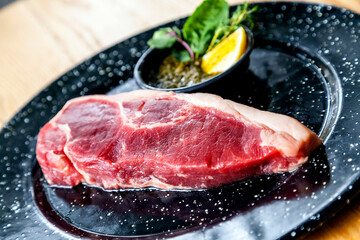 Raw beef steak