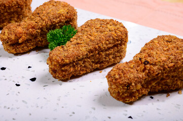 Tasty vegetarian vegan meat free chicken thighs, healthy food