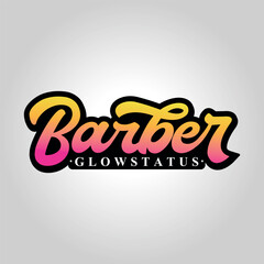 Abstract handwriting barbar shop logo design template