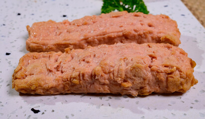 Tasty vegetarian vegan fish free salmon steak, healthy food