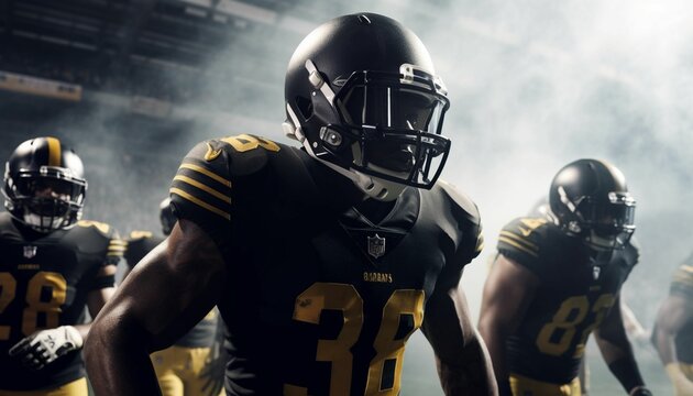 photorealistic NFL Football on a football field, Generative A