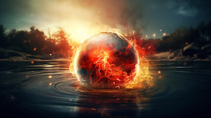 Ball of Fire in the middle of the Lake