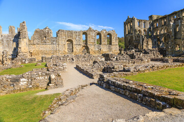 England, North Yorkshire, Rievaulx. 13th c. Cistercian ruins of Rievaulx Abbey.