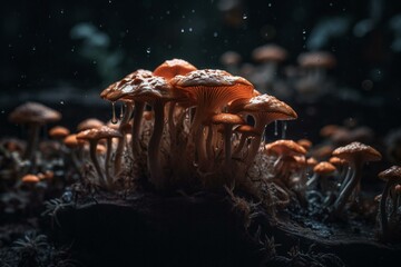 Brightly lit fungi. Generative AI