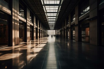 Empty, clean hall. Generative AI