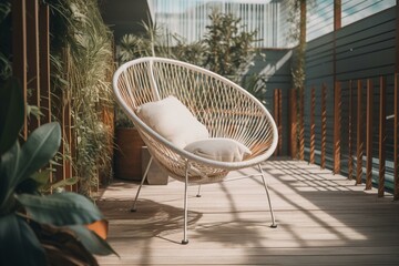 Terrace idea with relaxing chair for summer. Generative AI