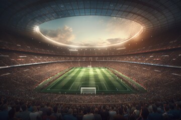 Fototapeta na wymiar Football stadium crowded with people, american football stadium, Generative AI