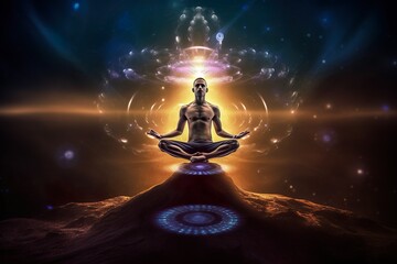 meditation in the night, levitation, consciousness 