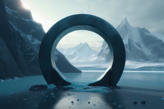 Magic portal in the arctic, Portal to ice dimension, Generative AI