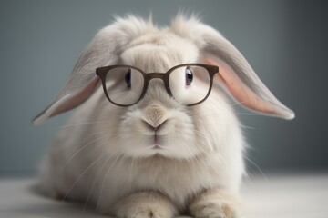 Rabbit in prescription glasses, rabbit with eyeglasses, Generative AI