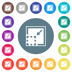 Minimize element solid flat white icons on round color backgrounds