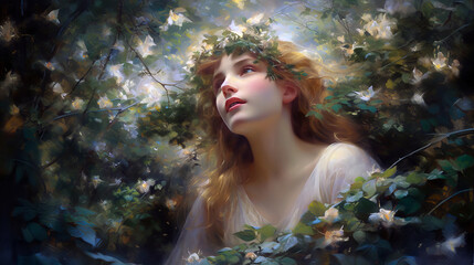 Hermia From A Midsummer's Night Dream - Classic Oil On Canvas - Generative AI