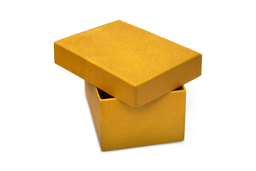 Gift box in gold color on a transparent background. The concept of gifts, holidays.