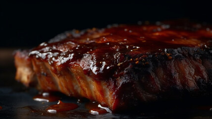 grilled pork ribs with barbecue sauce generative IA