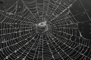 Obraz premium spider web with dew drops