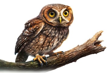 Owl Whimsical Illustration isolate on white background.