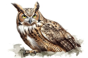 Naklejka premium Owl Whimsical Illustration isolate on white background.