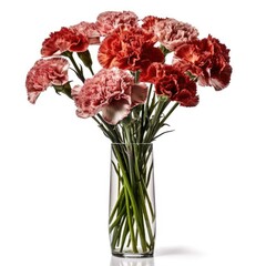 Carnations in a tall slim vase