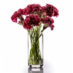 Dianthus in a tall slim vase