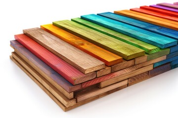 Rainbow wooden planks background