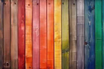 Rainbow wooden planks background