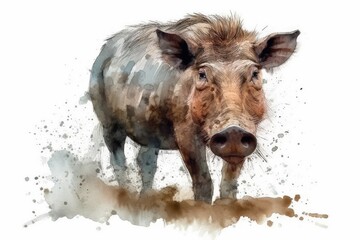 wild boar isolated on white