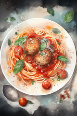 Spaghetti and meatballs