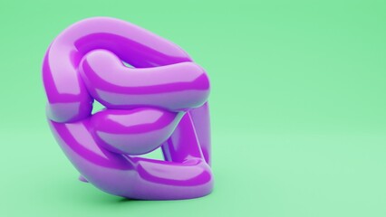 Abstract illustration background, big purple tube in bright green background.