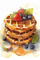 Breakfast waffle's and berries
