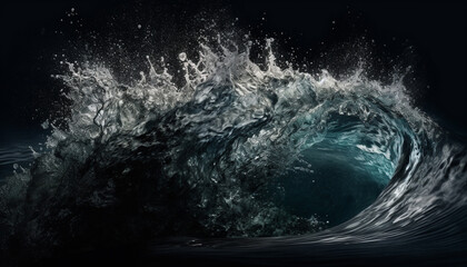 Surfing the deep blue wave, liquid adventure generated by AI