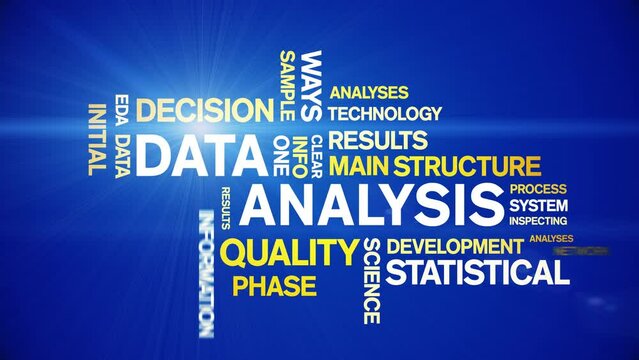 4k Data Analysis Animated Tag Word Cloud;Text Design big data Animation typography seamless loop.