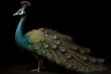 peacock with feathers