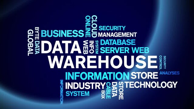 4k Data Warehouse Animated Tag Word Cloud;Text Design big data Animation typography seamless loop.