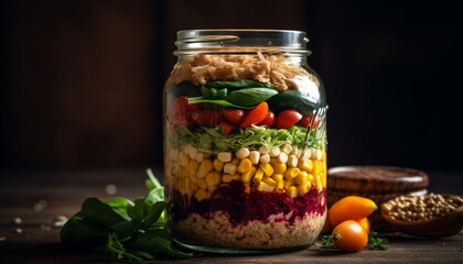 Fresh organic salad with healthy vegetable variation generated by AI