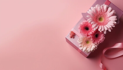 Romantic bouquet of pink gerbera daisies for love generative AI