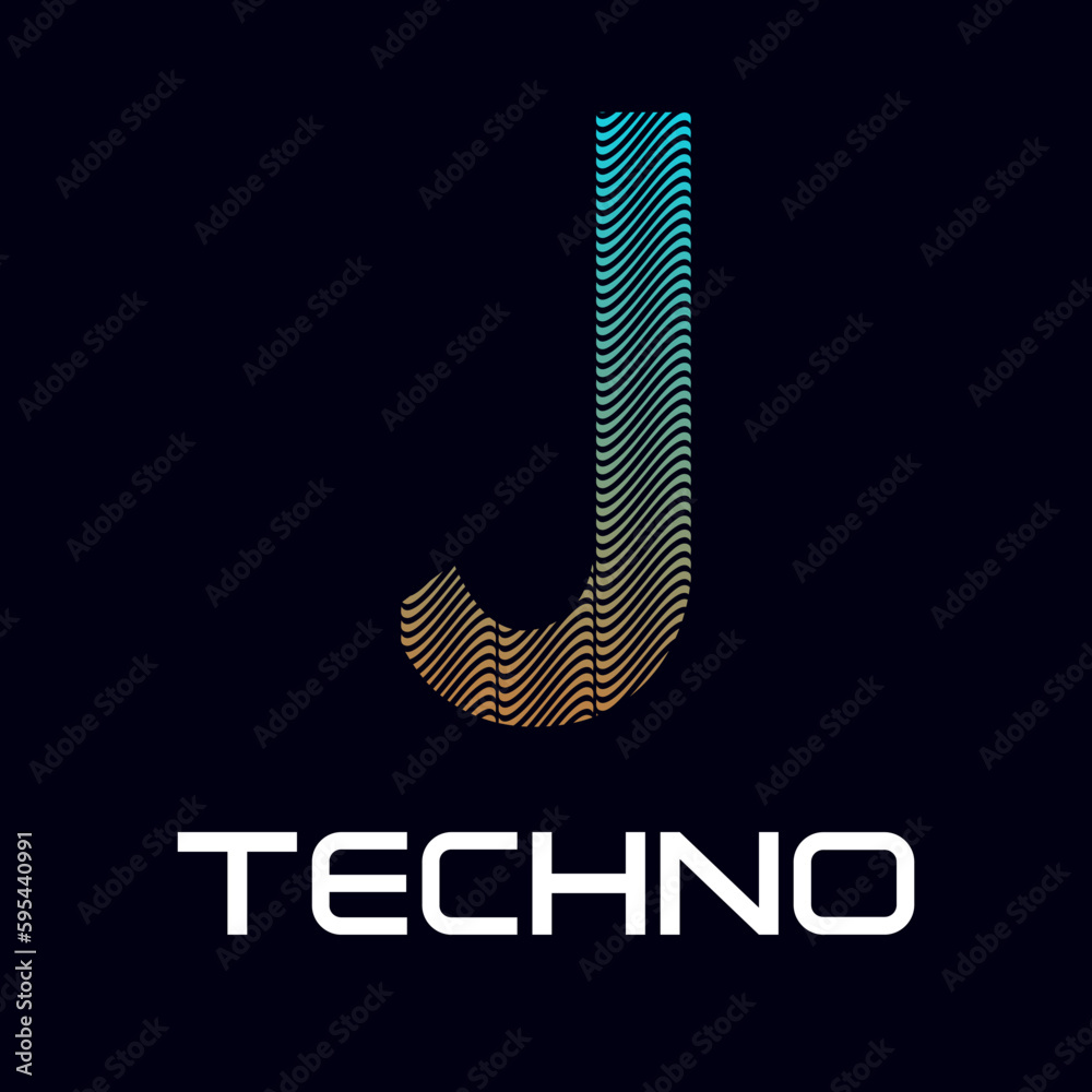 Wall mural j Letter techno  design template illustration