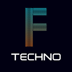 f Letter techno  design template illustration