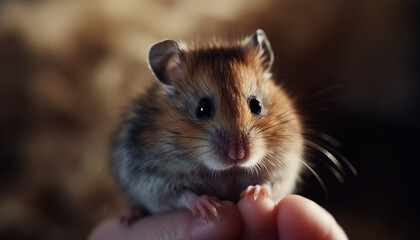 Fluffy small rodent with cute whiskers sitting generative AI