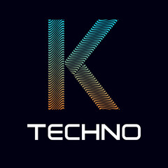 k Letter techno  design template illustration