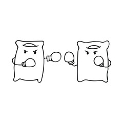 Hand drawn Pillow fight Cartoon Mascot Character Vector illustration color children cartoon funny clipart