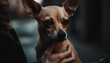 Cute purebred terrier sitting outdoors, looking at camera generative AI